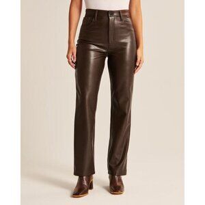Abercrombie & Fitch ‘90s Straight Ultra High Rise Vegan Leather Pants - Size 18